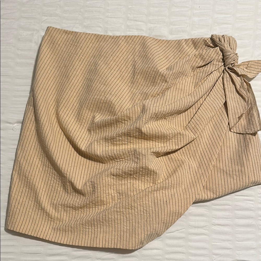 Striped Tan Wrap Skirt